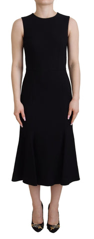 Black Dress Sheath Flare Viscose Dress Dolce & Gabbana