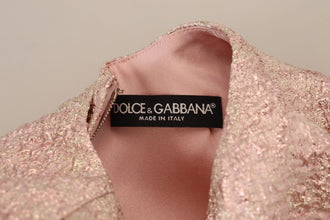 Pink Jaquard 3/4 Sleeve Sheath Midi Dress Dolce & Gabbana