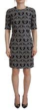 Black Gray Jacquard Sheath Bodycon Dress Dolce & Gabbana