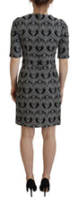 Black Gray Jacquard Sheath Bodycon Dress Dolce & Gabbana