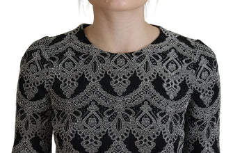 Black Gray Jacquard Sheath Bodycon Dress Dolce & Gabbana