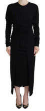 Black Sheath Midi Gown Wool Wrap Dress Dolce & Gabbana