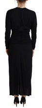 Black Sheath Midi Gown Wool Wrap Dress Dolce & Gabbana
