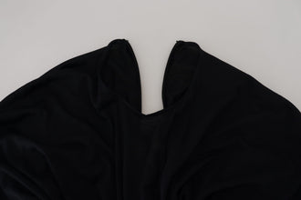 Black Sheath Midi Gown Wool Wrap Dress Dolce & Gabbana