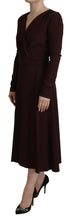 Brown Wrap Long Sleeve Midi Stretch Dress Dolce & Gabbana