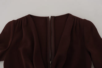 Brown Wrap Long Sleeve Midi Stretch Dress Dolce & Gabbana