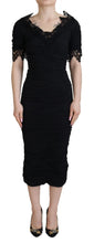Black Sheath Midi Bodycon Lace Silk Dress Dolce & Gabbana