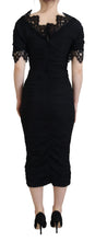 Black Sheath Midi Bodycon Lace Silk Dress Dolce & Gabbana