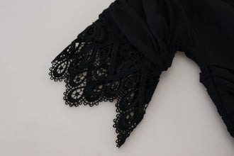 Black Sheath Midi Bodycon Lace Silk Dress Dolce & Gabbana