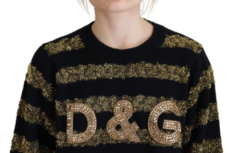 Black Gold D&G Crystal Cashmere Sweater Dolce & Gabbana