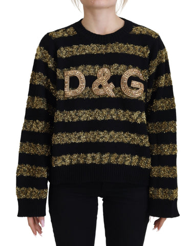Black Gold D&G Crystal Cashmere Sweater Dolce & Gabbana