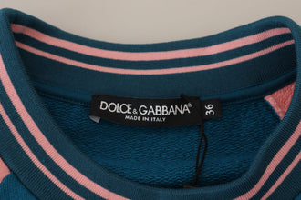 Blue Pink Queen Sequin Crystal Sweater Dolce & Gabbana