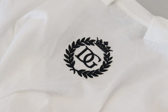 White Short Sleeve V-neck Cotton Top Blouse T-shirt Dolce & Gabbana