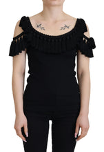 Black Tank Top Blouse Tassle Cotton Blouse Dolce & Gabbana