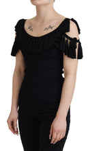 Black Tank Top Blouse Tassle Cotton Blouse Dolce & Gabbana