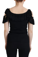 Black Tank Top Blouse Tassle Cotton Blouse Dolce & Gabbana