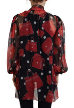 Black Red Sicily Bag Silk Shirt Top Blouse Dolce & Gabbana