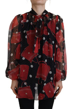 Black Red Sicily Bag Silk Shirt Top Blouse Dolce & Gabbana