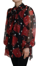 Black Red Sicily Bag Silk Shirt Top Blouse Dolce & Gabbana