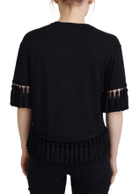 Black T-shirt Blouse Tassle Cotton Blouse Dolce & Gabbana