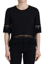 Black T-shirt Blouse Tassle Cotton Blouse Dolce & Gabbana