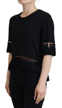 Black T-shirt Blouse Tassle Cotton Blouse Dolce & Gabbana