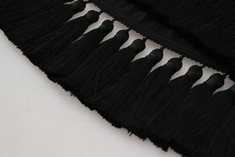 Black T-shirt Blouse Tassle Cotton Blouse Dolce & Gabbana