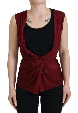Bordeaux Silk Stretch Top Vest Blouse Dolce & Gabbana