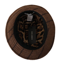 Brown Fedora Striped Print Summer Hat Dolce & Gabbana