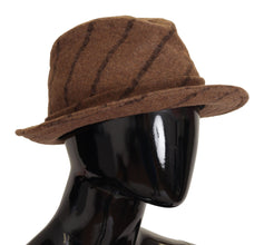 Brown Fedora Striped Print Summer Hat Dolce & Gabbana