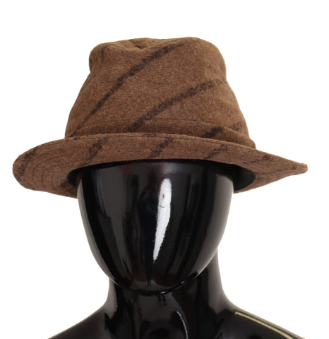 Brown Fedora Striped Print Summer Hat Dolce & Gabbana