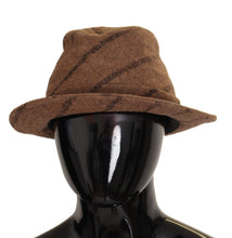 Brown Fedora Striped Print Summer Hat Dolce & Gabbana