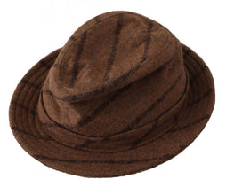 Brown Fedora Striped Print Summer Hat Dolce & Gabbana