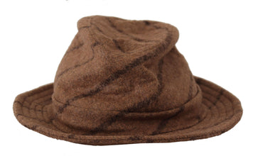 Brown Fedora Striped Print Summer Hat Dolce & Gabbana