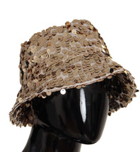 Gold Silk Sequin Embellished Designer Brim Bucket Hat Dolce & Gabbana