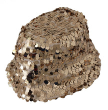 Gold Silk Sequin Embellished Designer Brim Bucket Hat Dolce & Gabbana