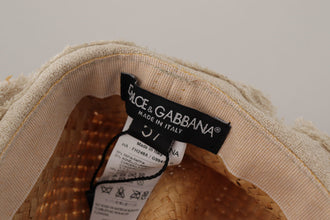 Yellow Ribbon Floral Embellished Straw Hat Dolce & Gabbana