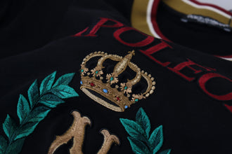 Black Cotton Embroidered Crewneck T-shirt Dolce & Gabbana