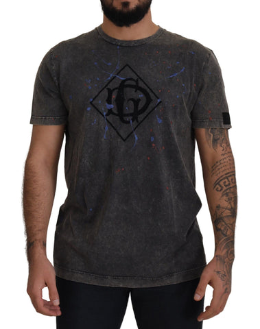 Gray Discolored Effect DG Logo T-shirt Dolce & Gabbana