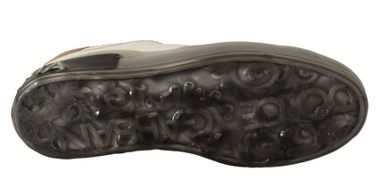 White Gold Leather Low Top Sneakers Casual Shoes Dolce & Gabbana