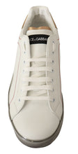 White Gold Leather Low Top Sneakers Casual Shoes Dolce & Gabbana