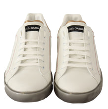 White Gold Leather Low Top Sneakers Casual Shoes Dolce & Gabbana