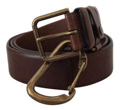 Brown Leather Gold Metal Buckle Carabiner Belt Dolce & Gabbana