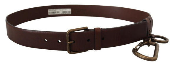 Brown Leather Gold Metal Buckle Carabiner Belt Dolce & Gabbana