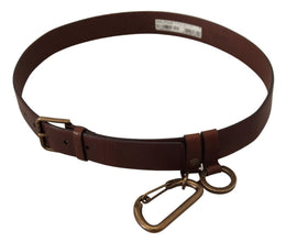 Brown Leather Gold Metal Buckle Carabiner Belt Dolce & Gabbana