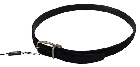 Black Velvet Leather Antique Metal Buckle Dolce & Gabbana