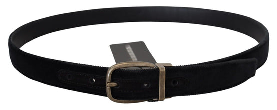 Black Velvet Leather Antique Metal Buckle Dolce & Gabbana