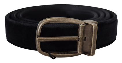 Black Velvet Leather Antique Metal Buckle Dolce & Gabbana