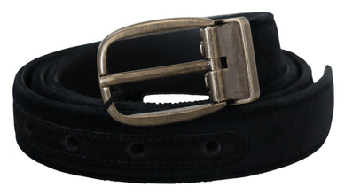 Black Velvet Leather Antique Metal Buckle Dolce & Gabbana
