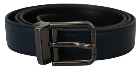 Blue Leather Silver Metal Buckle Vintage Belt Dolce & Gabbana